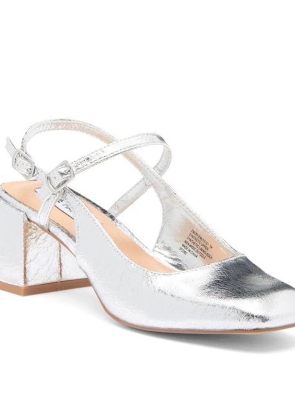 Steve Madden Silver Metallic Block Heel Slingback Pumps size 9.5